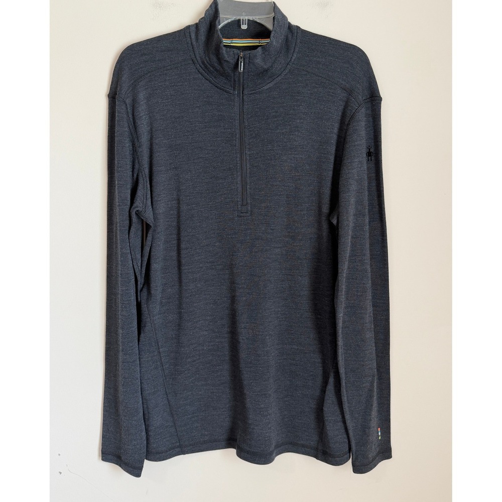 Smartwool Quarter Zip Pullover Base layer Men Large Charcoal Merino Wool